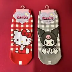 サンリオキャラクター ソックス　2足セット 23-25cm ハローキティ　クロミのサムネイル