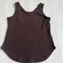 GU ブラウン Vネック タンクトップ