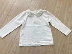 丸襟 トップス 白 90サイズ 長袖 ブラウス Tシャツ シンプルフリー