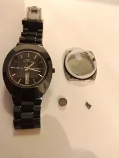 【匿名配送】ジャンク　TECHNOS ブラック アナログ時計