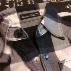 ★新品★BeBe チェック 半袖 シャツ 90 黒白 スナップボタン