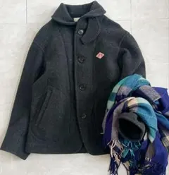 定番 ダントン ラウンドカラージャケット ウール コート グレー S