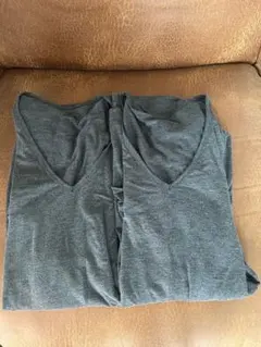 ユニクロ　メンズヒートテック　Vロングスリーブ XL グレー2枚セット