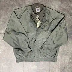 【セット品】ブルゾン　ネクタイシャツ　ノーカラー　ダークグリーン　光沢　古着