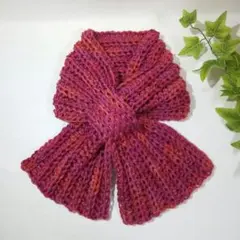 クロス マフラー ハンドメイド レッドミックス ⑧