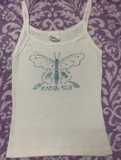ANNA SUI キャミソール バタフライ ラインストーン白＆青のサムネイル
