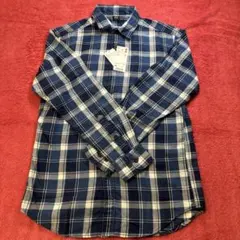 ユニクロ 長袖シャツ M 青と白のチェック