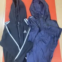 ジャージ上下セット、ジップパーカー 黒 ネイビー(3点セット)女性Mサイズ