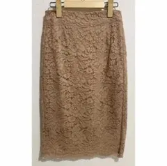 GU ベージュ レースタイトスカート　ひざ丈　美品 Mサイズ