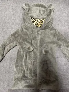 モコモコクマ耳付きフリースカーディガン