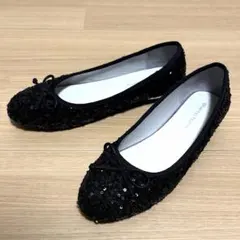 ORiental TRaffic スパンコール フラットシューズ 黒 25