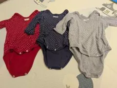 ドット柄長袖ベビーシャツ肌着3点セット