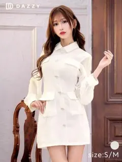 高級ライン＊シフォン袖✖️パールボタンワンピースドレスM