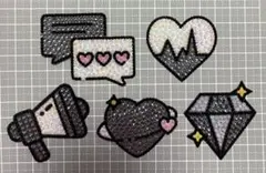 デコうちわ パーツ ブラック 5点セット