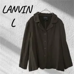 LANVIN ランバン 薄手 ジャケット 七分袖 羽織 カーキ シルク 綿 Lのサムネイル