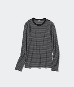 ユニクロ＊ソフトリブボーダークルーネックT