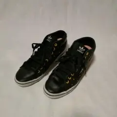 adidas スニーカー ブラック 25cm ドット インヒール