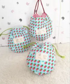 ♡いちごづくし♡３枚セット,ミニ巾着