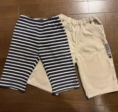 DOUBLE.B ストライプ・ベージュハーフパンツ