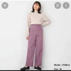 GUライトコーデュロイストレートパンツ　カジュアルパンツ パープル　XL