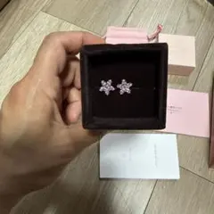 桜の花デザイン ピンクシルバーピアス