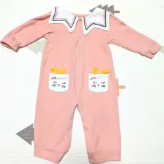 【サイズ70-90】可愛いウサギポケット付きロンパース ピンク