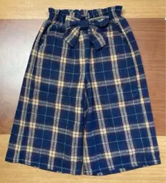 チェック柄ワイドパンツ⭐︎110cm 裏地付き　冬用あったか