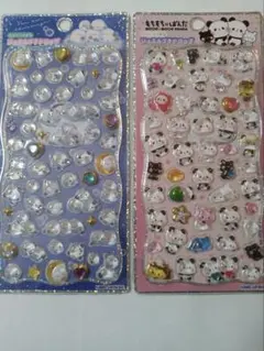 ストーンつきジュエルプチドロップステッカー　シマエナガ　もちもちぱんだ　シール