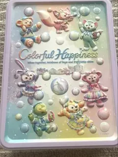 [空き缶] ダッフィー&フレンズ クッキー缶 カラフルハピネス