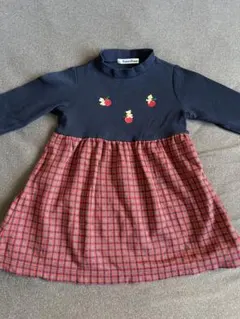 ※お値下げ※【美品】familiar 80 ワンピース ネイビー チェック。