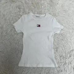 TOMMY JEANS トミージーンズ リブTシャツ 白 フラッグロゴ Y2Kのサムネイル