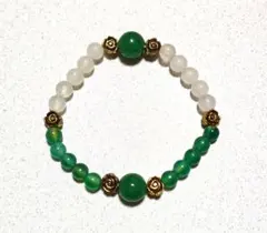 ひすい、グリーンフローライト、ホワイトジェイドブレスレット　16cm