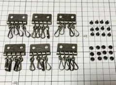 4連キーケース金具 カシメ付 アンティークゴールド　6セット