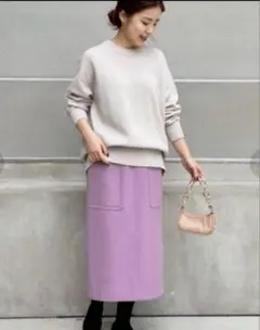 スピックアンドスパン ビーバーメルトルントラペーズスカート