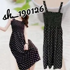 ♡在庫限り　ペアでお得♡キャミワンピース 黒と白の水玉模様