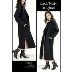 ロングコート　スリット入り　ブラック