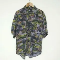 ヴィンテージ USA製 GUESS 総柄 レーヨンシャツ Lのサムネイル