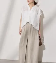 ジャーナルスタンダード リネンタックキュロット パンツ ベージュ S 麻100%