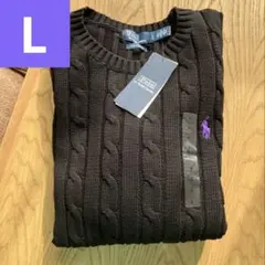 新品タグ付き　正規品　ラルフローレン　定番ケーブル編み半袖ニット　L 新品タグ付き 正規品 ラルフローレン 定番ケーブル編み半袖ニット L