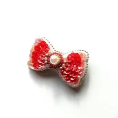 リボン ブローチ 赤