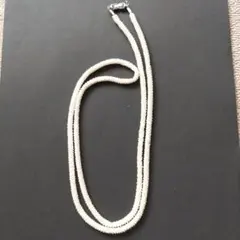 手組みホワイトパール ロングネックレス