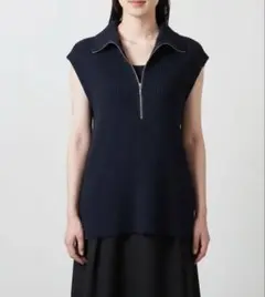 極美品 24aw マルゥユナイテッドアローズ ハーフジップ ニットベスト ネイビ
