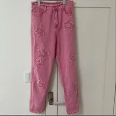ピンク 星 デニムパンツ