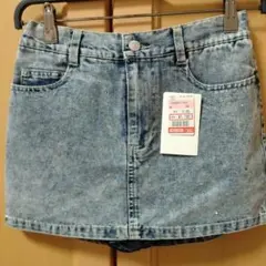 しまむら　ラインストーン付　デニムミニスカパン