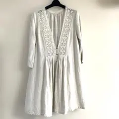 《美品》niko and … アウター　羽織り　リネン混カーディガンレース襟