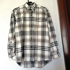 メンズ 長袖シャツ ネルシャツ М 白黒 チェック