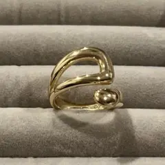 ゴールド フリーサイズ オープンリング 高品質 s925