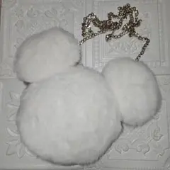 【美品】ディズニーリゾート ミッキー ふわふわ ファー ショルダーバッグ 白