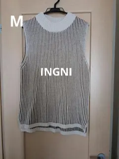 INGNI　ニットベスト　M　ブラウン×ベージュ