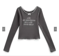 レースリボンロゴテレコリブトップス［dk1174］